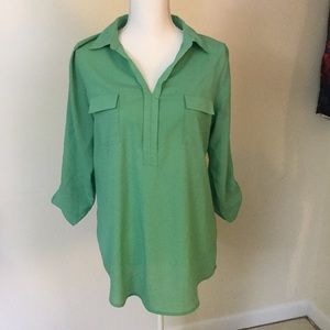 Lightweight Collared Tunic Blouse w Breast Pockets